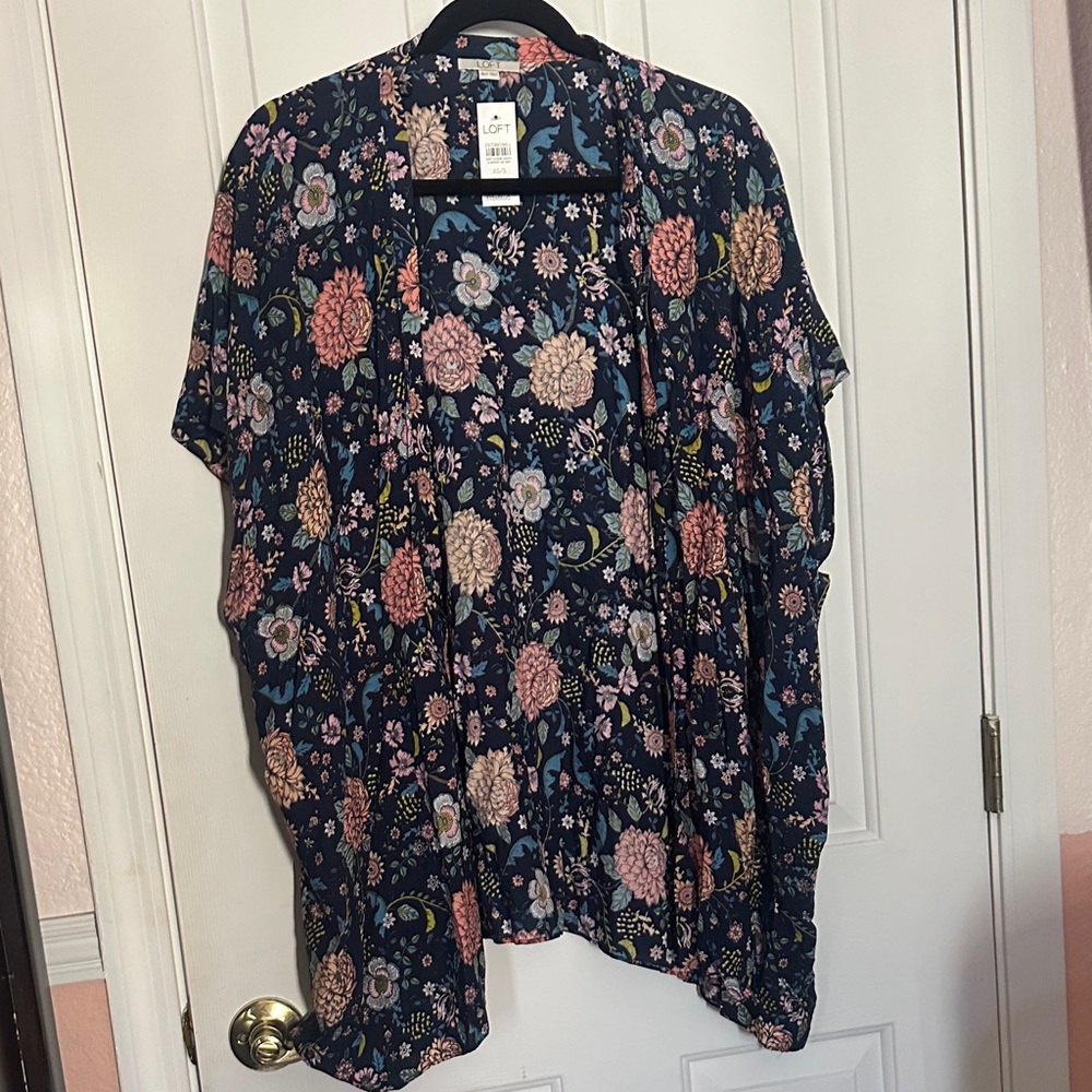 LOFT Navy Floral Kimono